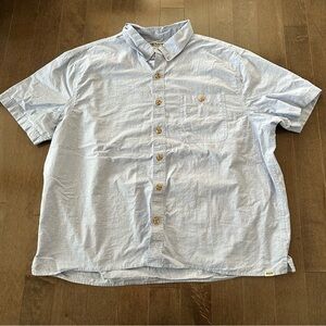 Duluth Trading Co Relaxed Untucked Length Short Sleeve Buttondown‎ Blue 2XL